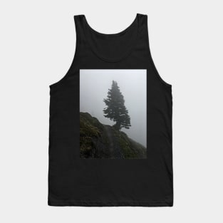 Solitary tree on a misty mountain top Tank Top